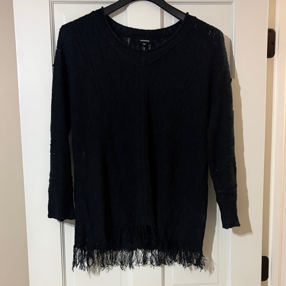 Mittoshop - Dark Navy - almost Black Fringe Hem Sweater